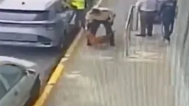 Miembro de la Policía Nacional roció a gas a un perro.
