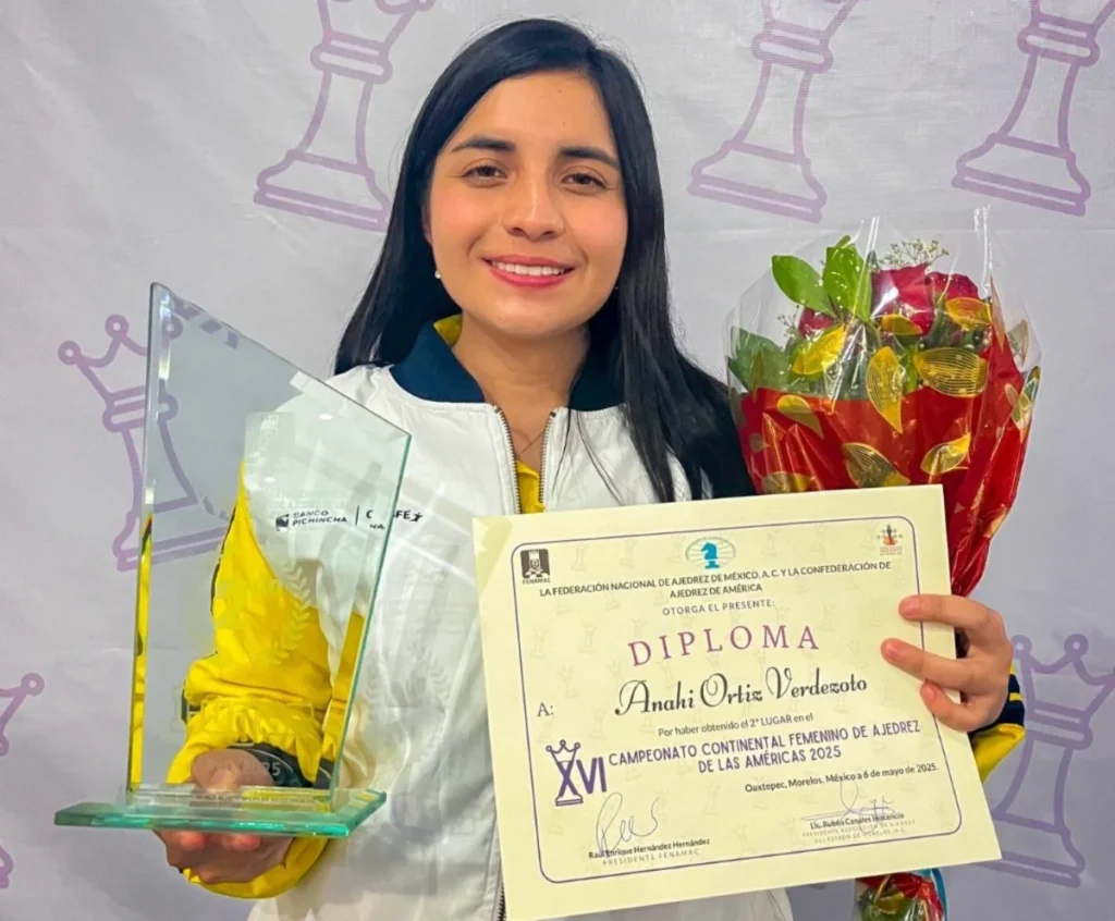 Anahí Ortiz deja en alto el nombre de Ecuador en torneo de ajedrez.