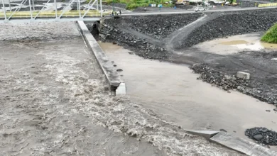 Creciente del río Upano afectó a muro en el nuevo puente