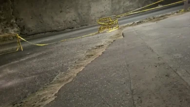 Daños en la vía del Paso Lateral son un peligro en Ambato.