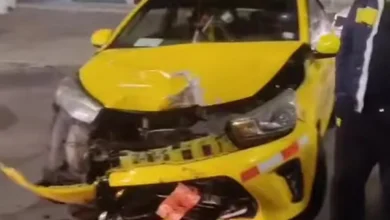 Choque en Ambato dejó dos personas heridas.