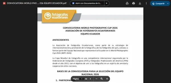 Documento con las bases del concurso.