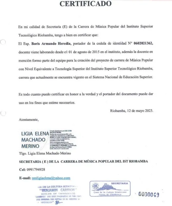 Documento presentado.