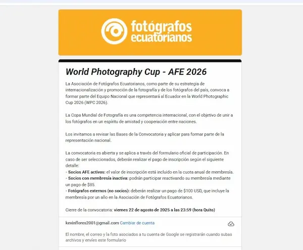 Formulario en línea.