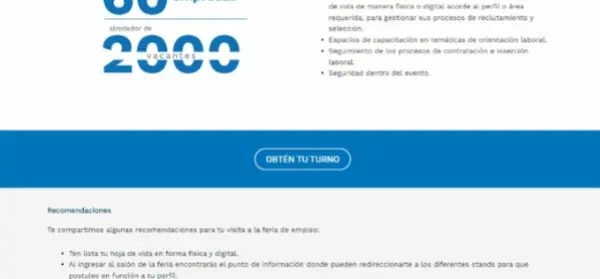 Página web oficial de la Feria de Empleo de Conquito.