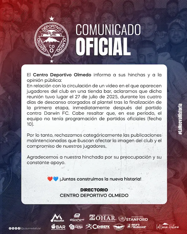 Comunicado oficial del club.