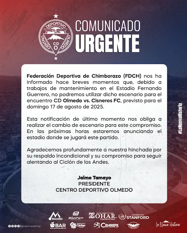 Primer comunicado de Olmedo.