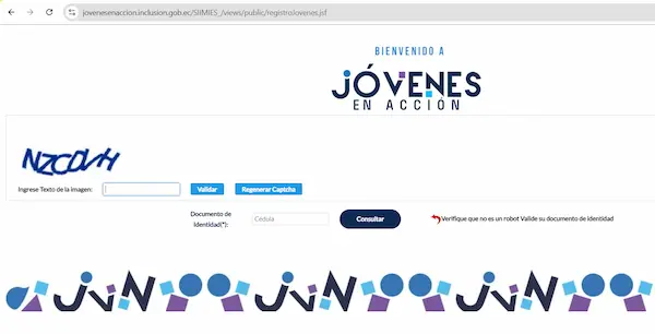 Así es el interfaz de Jóvenes en Acción al momento de inscribirse.