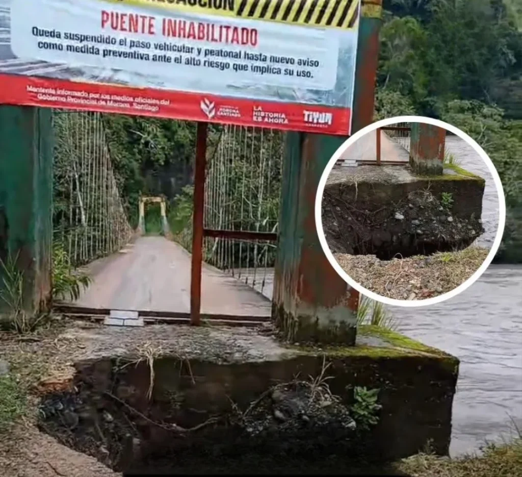 Mal estado de puente pone en riesgo a estudiantes en Morona.