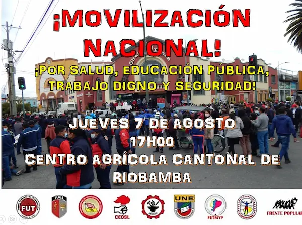 Movilización en Riobamba: organizaciones protestan contra gobierno