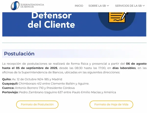Superintendencia de Bancos busca a 24 Defensores del Cliente