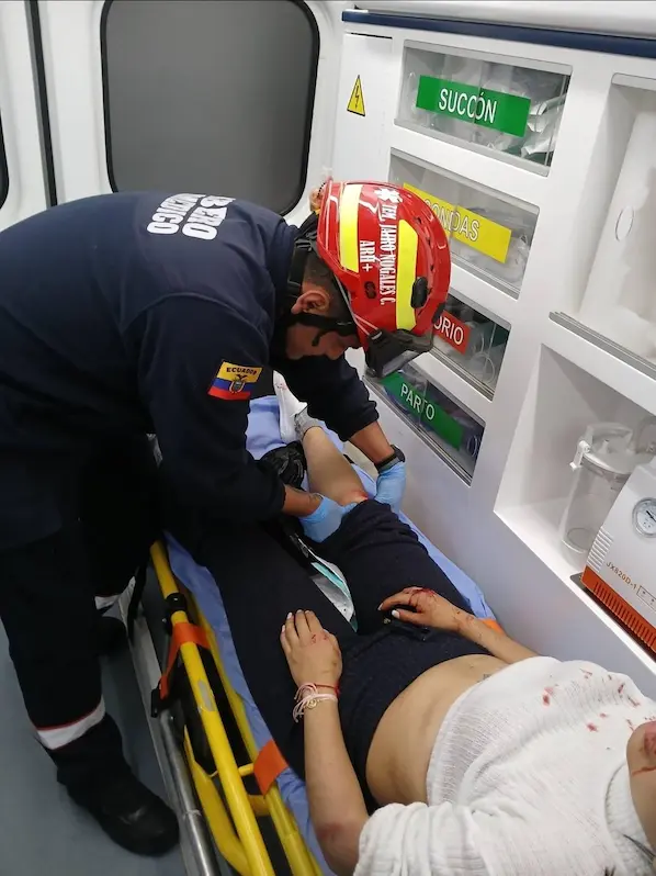 La paciente fue estabilizada en la unidad ambulancia del Cuerpo de Bomberos