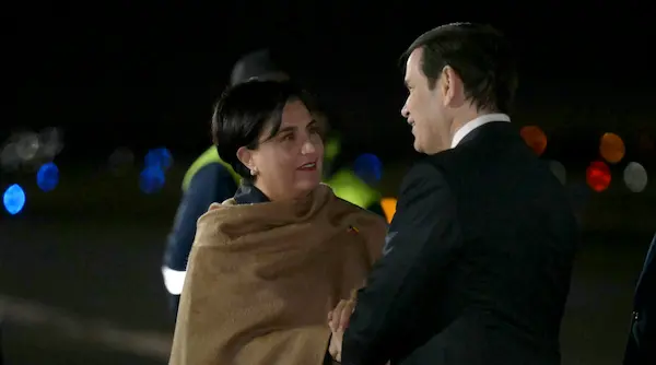 Recibimiento de la canciller Gabriela Sommerfeld a Marco Rubio