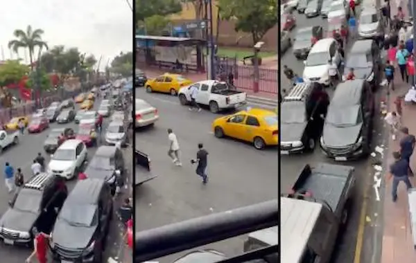 Congestión vehicular por balacera en Guayaquil