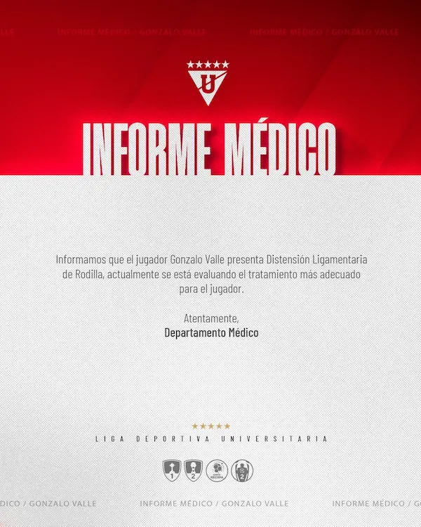 Informe médico del club albo.