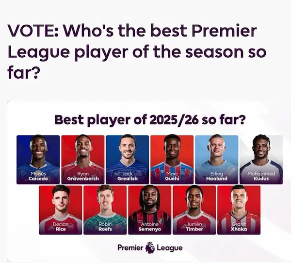 Nominados al reconocimiento en la Premier League.