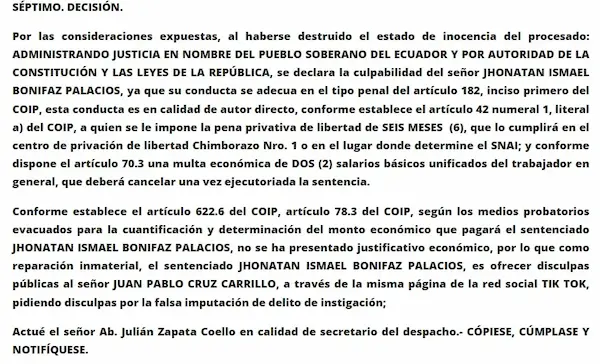 Sentencia contra el periodista de Chimborazo acusado de calumnias.