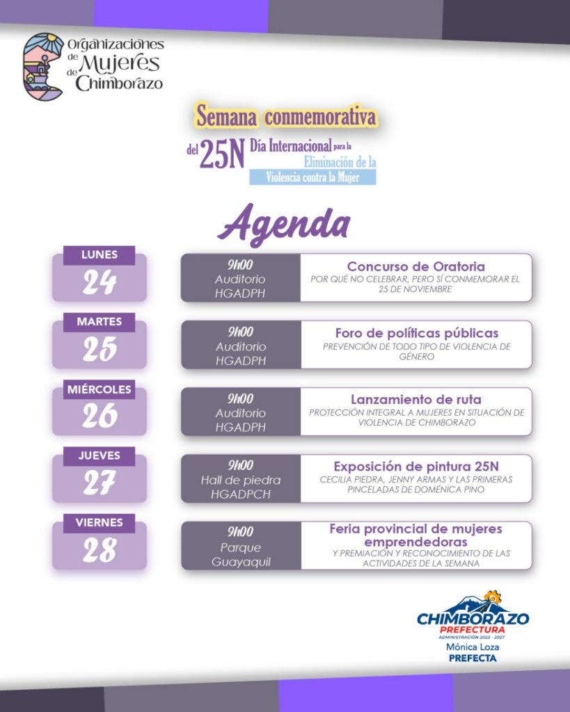 Agenda de la Semana Conmemorativa del 25N en Chimborazo