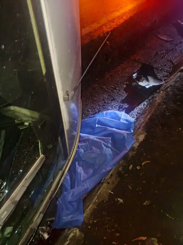 El cuerpo del infortunado ciudadano yacía sobre la muy transitada carretera