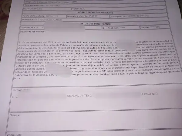 Denuncia interpuesta en la Fiscalía General del Estado con sede en Chimborazo