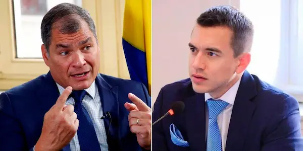 Rafael Correa exige la revocatoria del mandato de Daniel Noboa