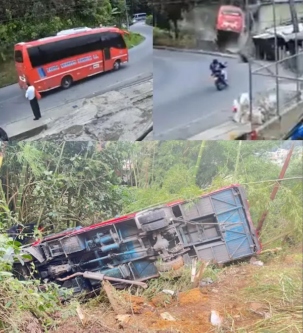 Bus con 25 pasajeros se precipita a un abismo