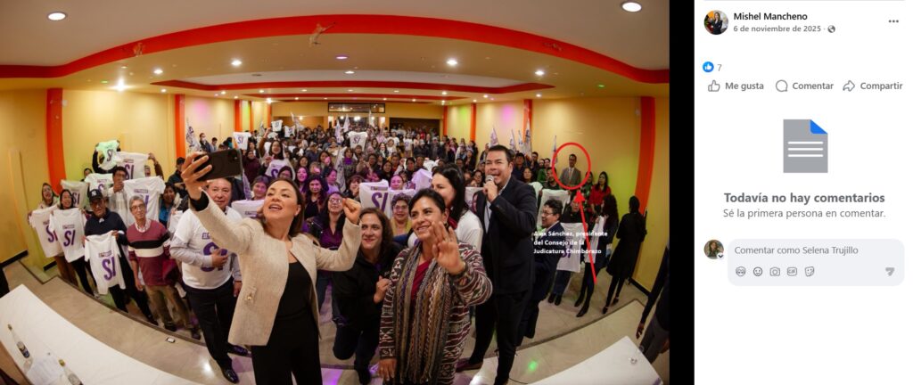 Alex Sánchez en un evento de ADN (Captura de pantalla del Facebook de Mishel Mancheno)