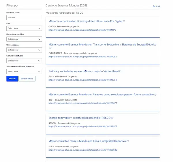 Catálogo actualizado de las Becas Erasmus Mundus 2026.