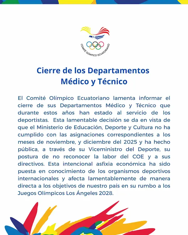 Comunicado oficial del COE.