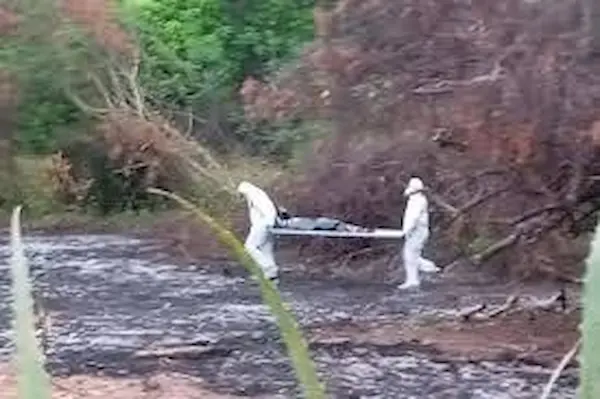 Hombre trasladado pro el equipo forense para practicarle la autopsia que determina la ley