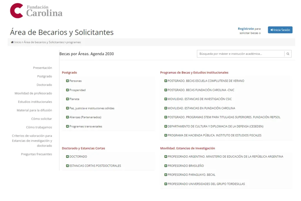 Oferta completa de becas Fundación Carolina 2026 – Programas de posgrado