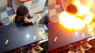 Video | Hombre muerde batería y esta explota en su cara