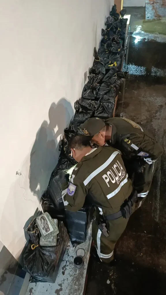 En Colta, el 12 de febrero de 2025 se encontró 500 sacos de maíz y 27 con droga. Eran 795 bloques que contenían alcaloide en un camión tipo mula