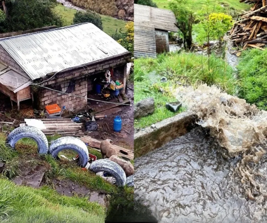 Guaranda lluvias causan inundaciones en casas de Salinas.