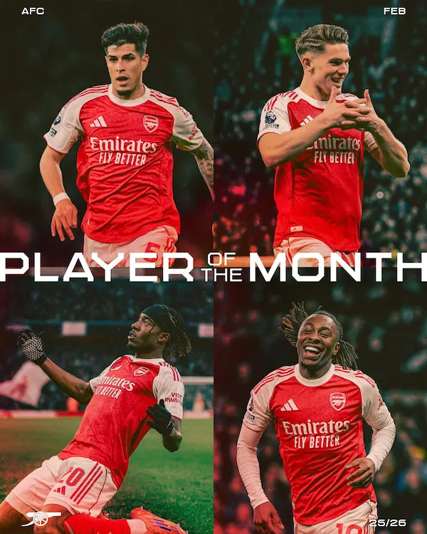 Nominados a Jugador del Mes en Arsenal.