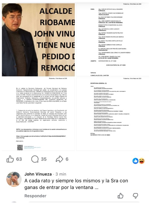Captura de pantalla del comentario emitido por la cuenta John Vinueza.