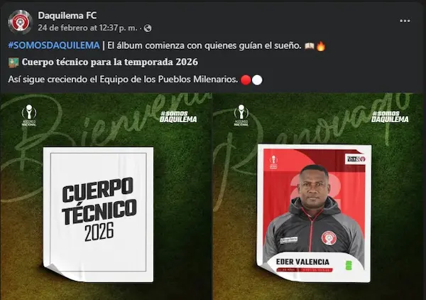 Eder Valencia había sido ratificado para este 2026.