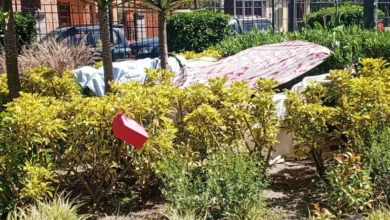 Municipio desaloja carpas improvisadas en parque de Latacunga.