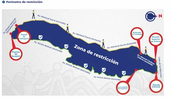 Perímetro donde se aplica la medida del pico y placa en Quito