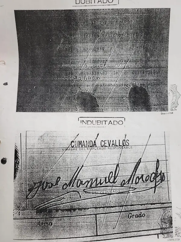 Firma que fue falsificada